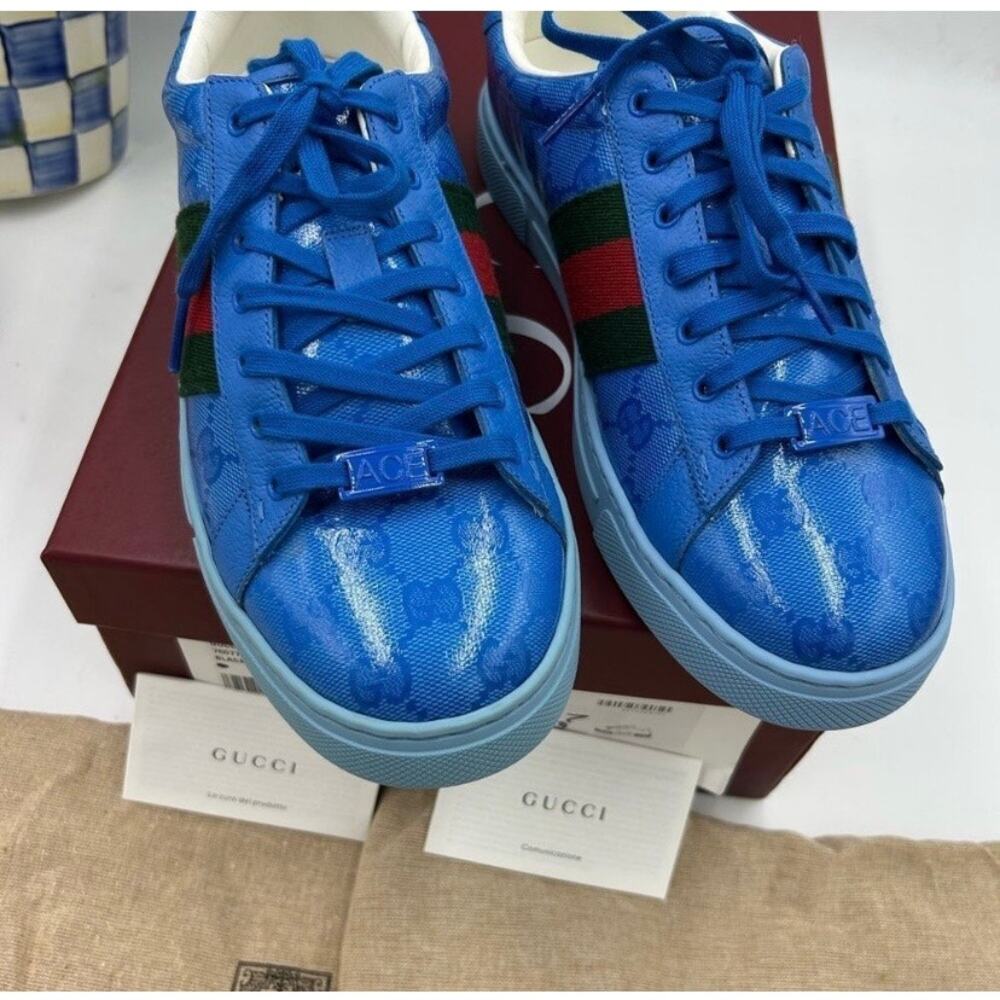 Men's Gucci ace crystal canvas low top sneakers size 7 fits 7.5US made in Italy - Picture 3 of 13